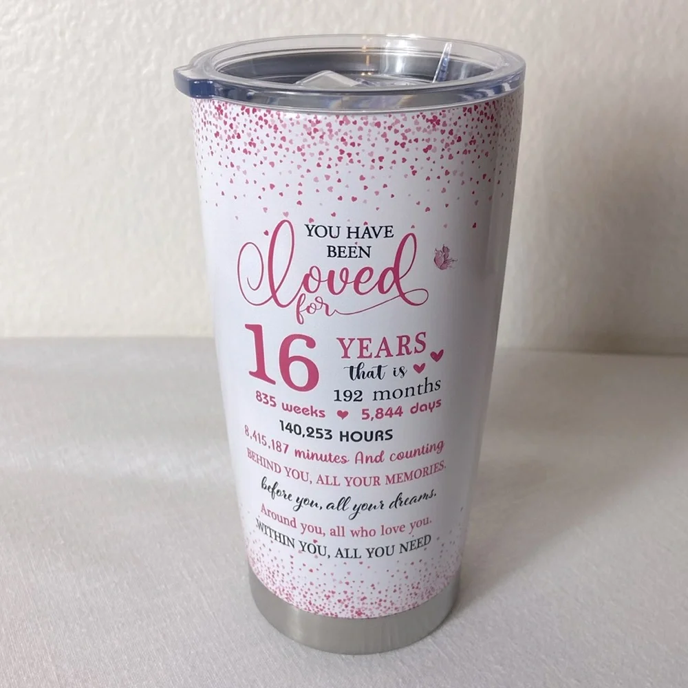 Sweet 16 Insulated Tumbler 20 Oz. Girl’s Birthday Gift - Picture 2 of 2